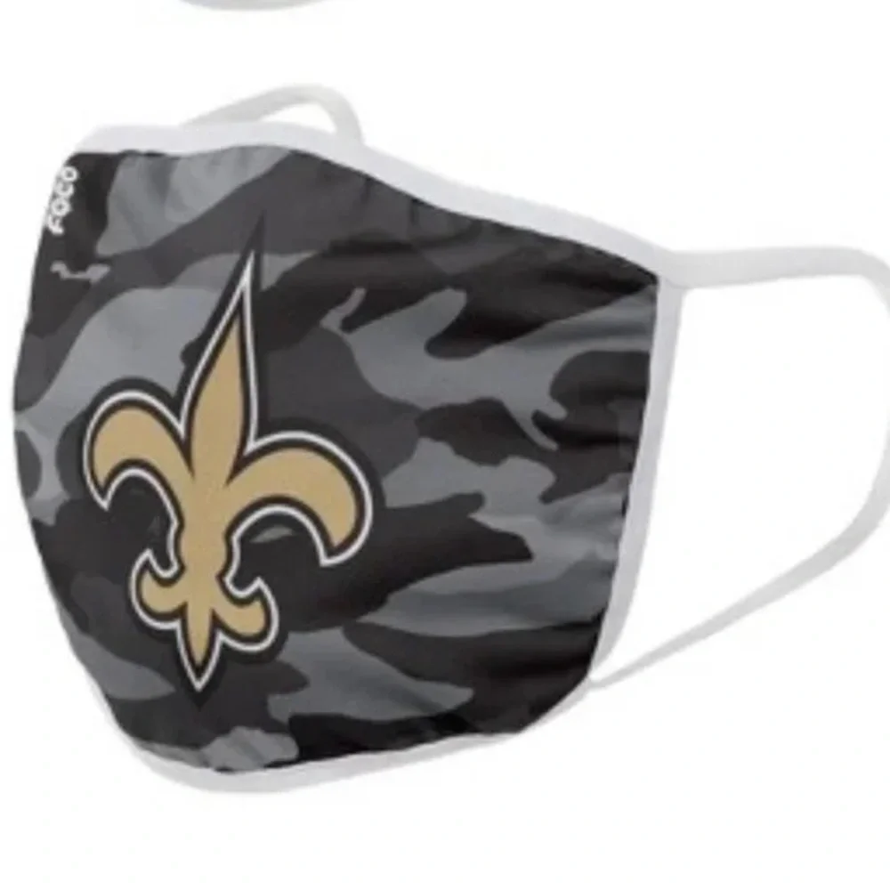FOCO NFL NEW ORLEANS SAINTS 2 PACK FACE COVERINGS MASKS GLD BLACK UNISEX NWT